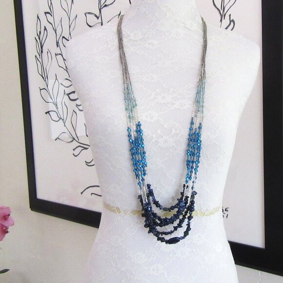 Vintage Chico's long blue beaded necklace - Picture 1 of 7